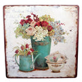 Shabby Blechschild Blumentöpfe Schale Kanne Wanddeko