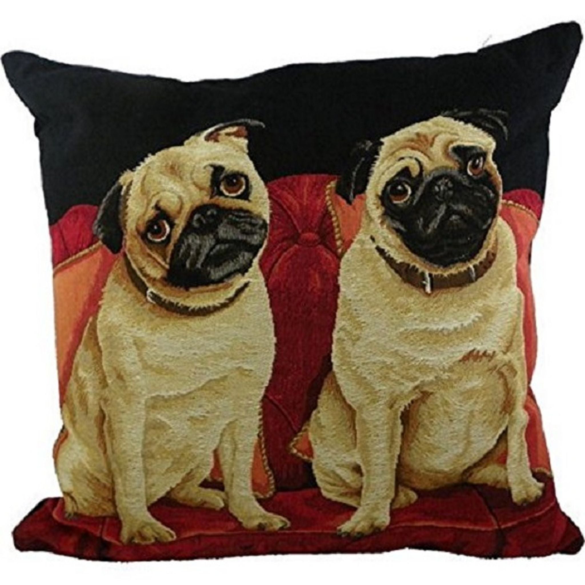 Gobelin Kissen Mops Dekokissen Hunde Sofakissen 45 x 45 cm