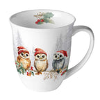 Porzellan Tasse Eulen Weihnachten 0,4 L