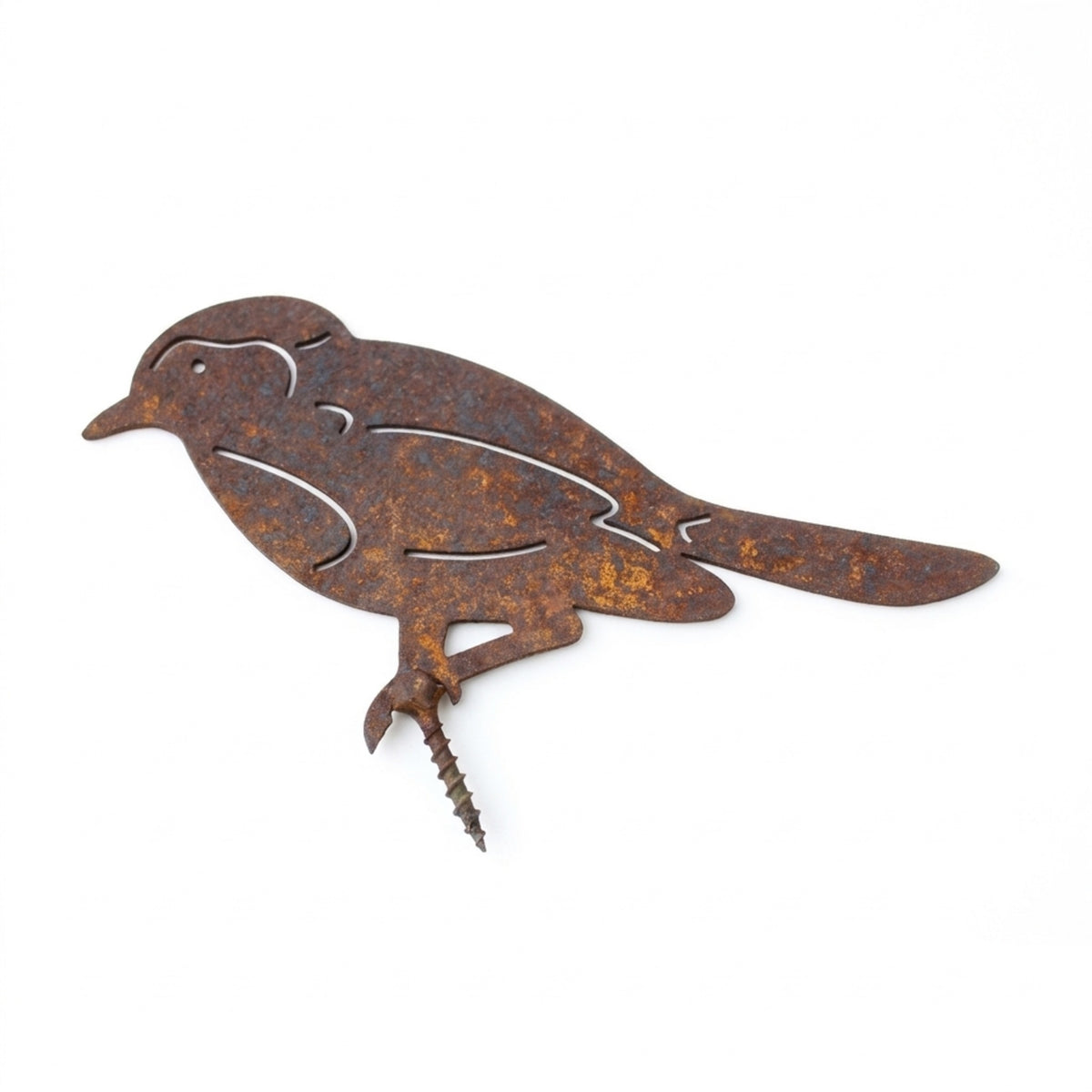 Gartenstecker Vogel aus  Edelrost L 14 cm