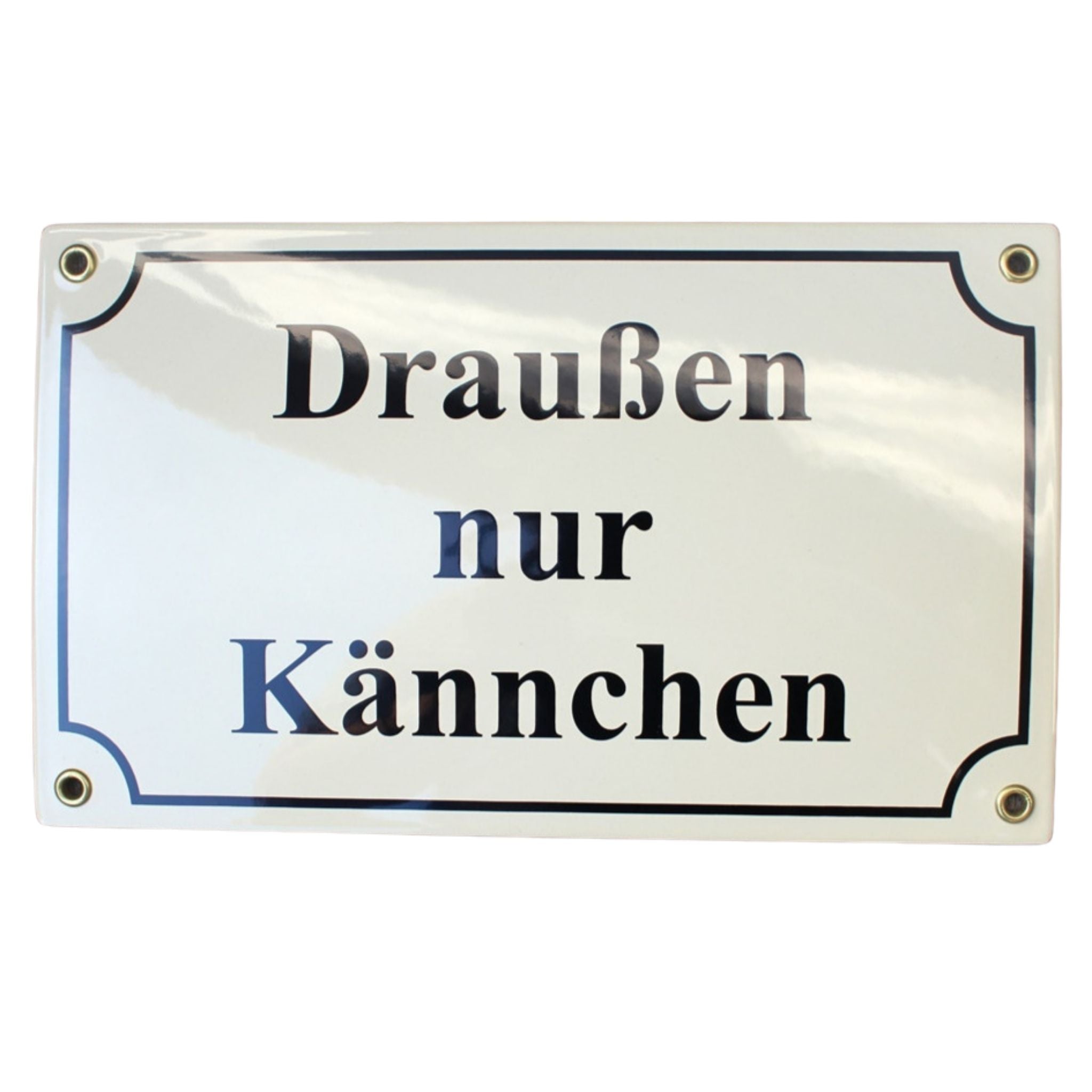 Emaille Schild Draußen nur Kännchen Nostalgie Creme 25x15 cm