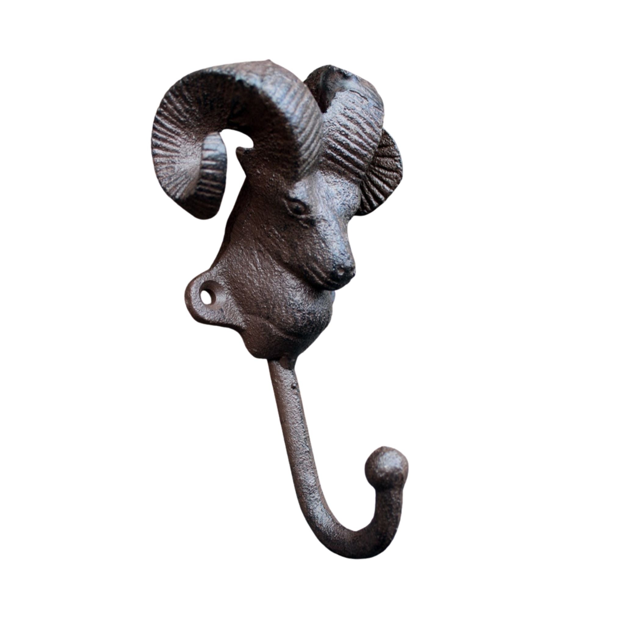Gusseisen Wandhaken Widder Bock Alpen-Stil Antikbraun