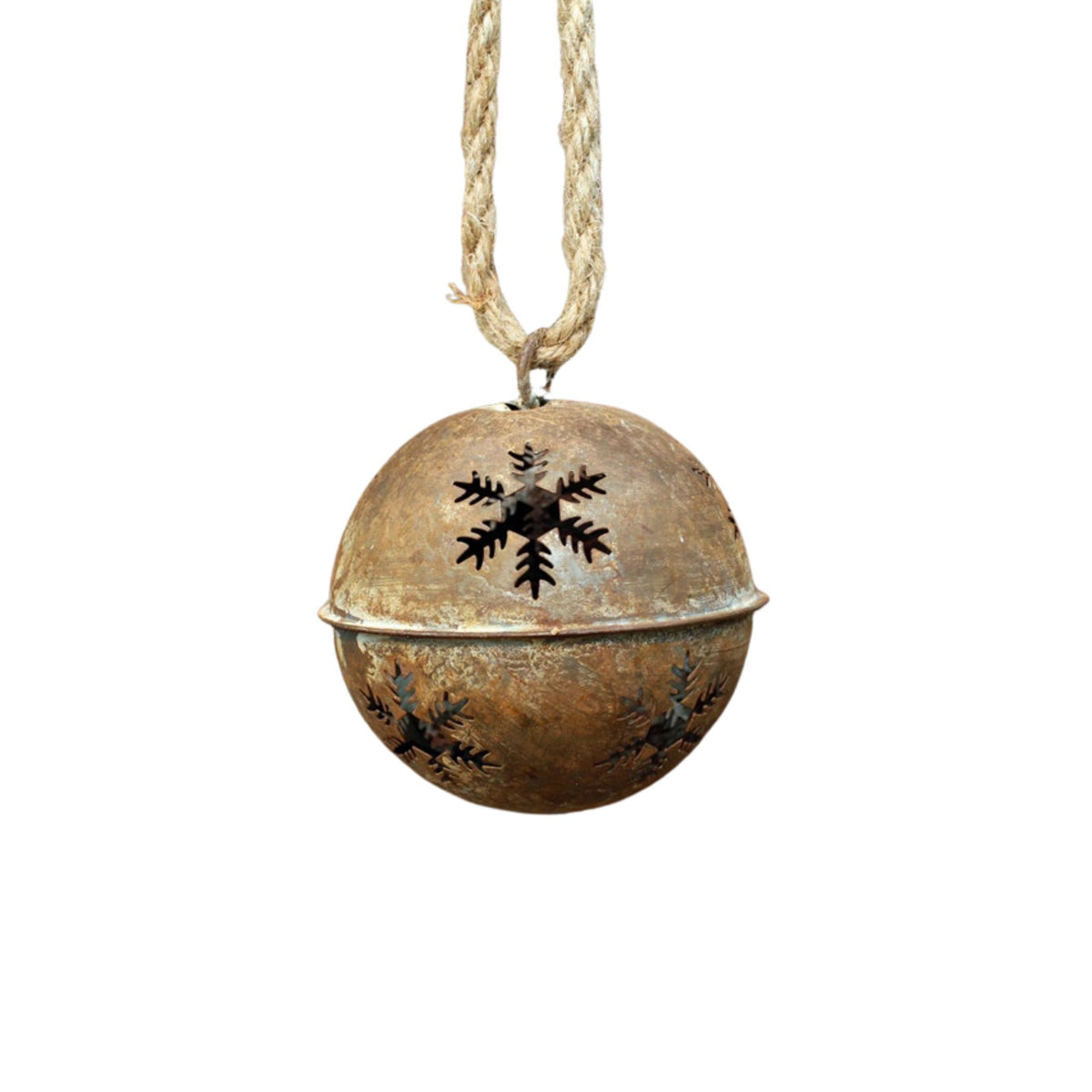Dekoglocke Rost aus Metall mit Schneeflocken 8 cm
