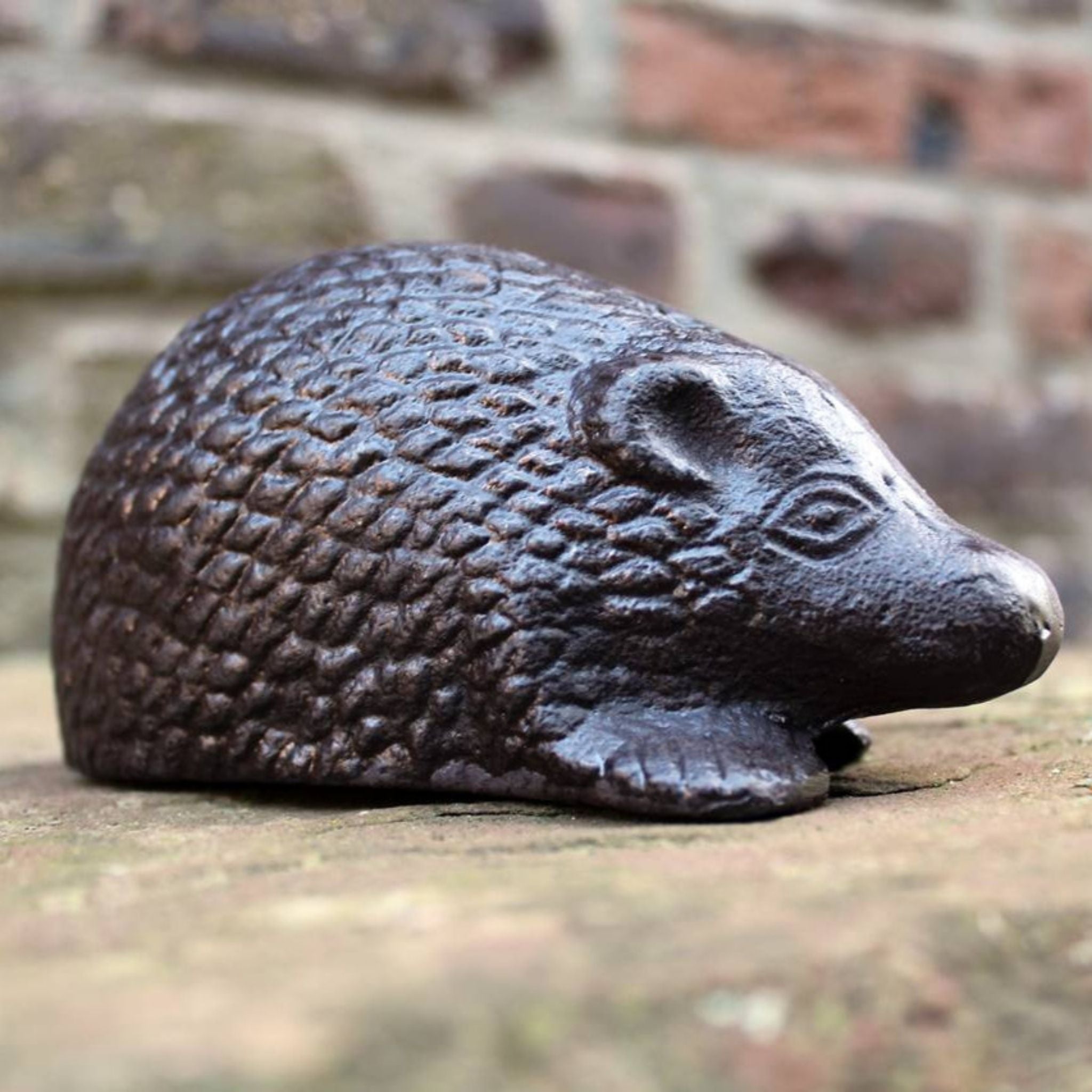 Gusseisen Igel Gartenfigur Antikbraun Landhausstil 13cm