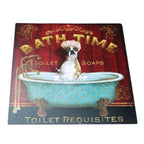 Metallschild Hund im Bad Badewanne Retro Shabby Boxer