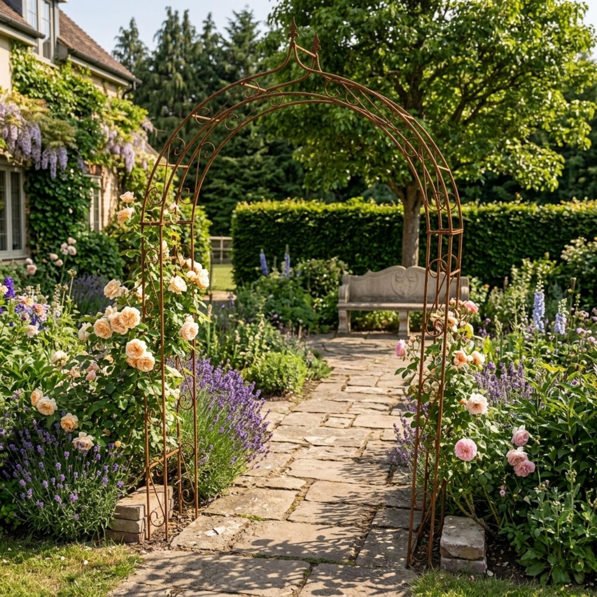 Rosenbogen massiv rund Rost mit Spitze