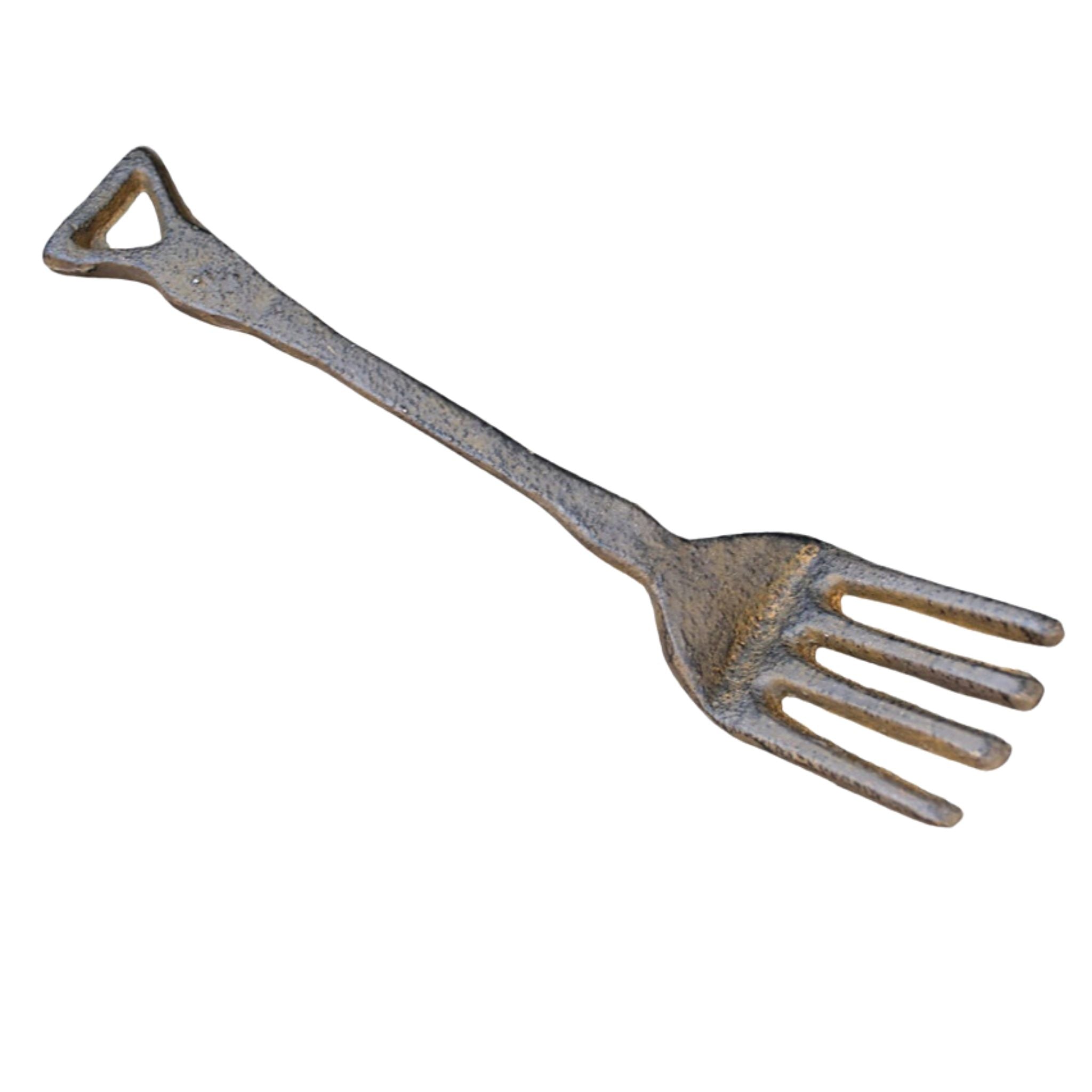 Nostalgische Deko-Gabel aus Gusseisen, 20 cm, antikbraun