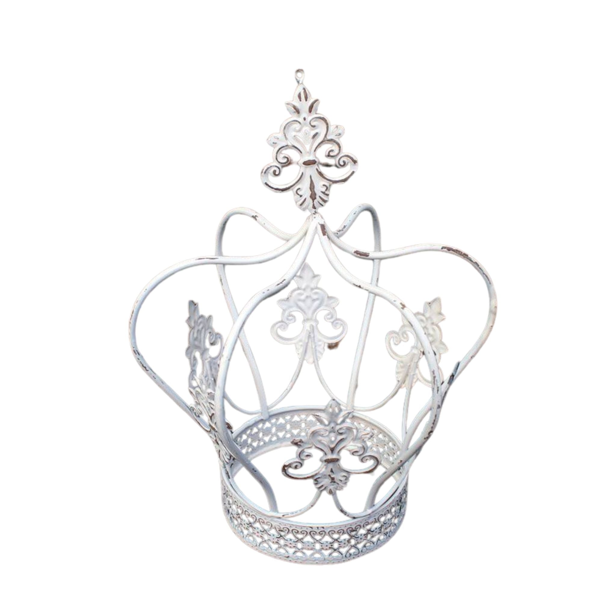 Shabby Pflanzkrone weiß Metall H27cm