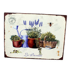 Shabby Blechschild Lavendel Gießkanne Blumentopf
