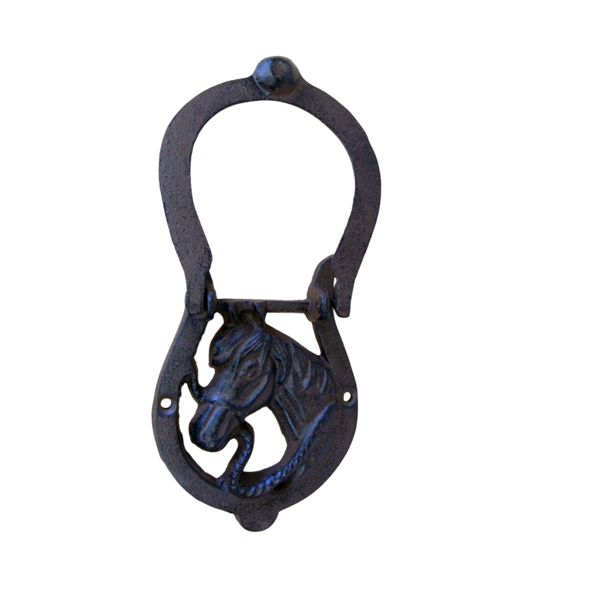 Gusseisen Türklopfer Pferd Hufeisen Antikbraun 16cm