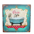 Shabby Blechschild Bain Bad 30 x 30 cm