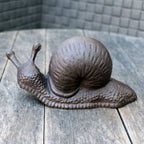 Gartenfigur Schnecke Gusseisen Antikbraun Landhaus-Stil 16cm