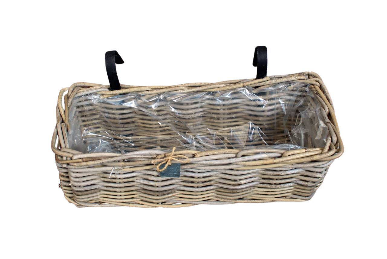 Balkonkasten Rattan grau Landhaus L46cm