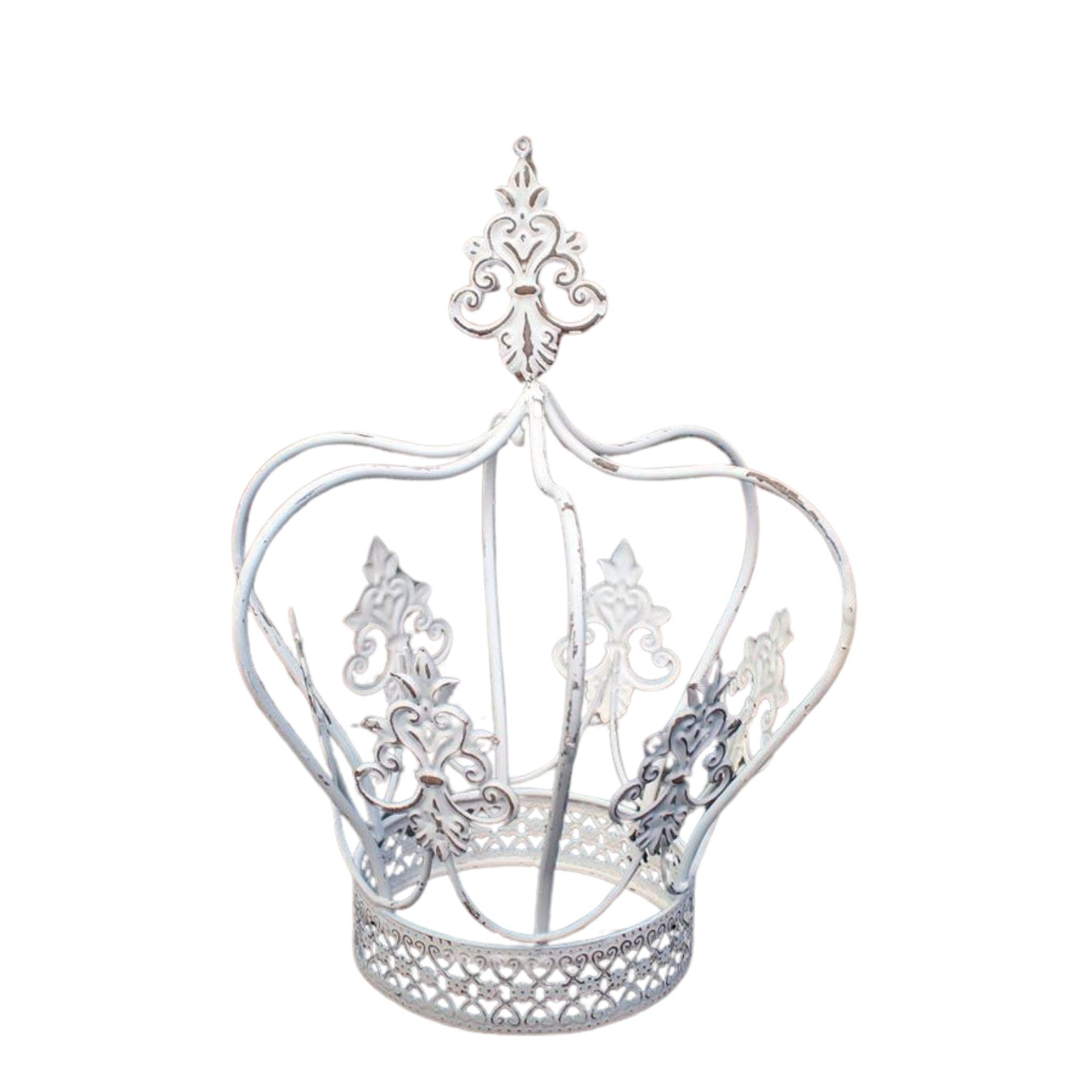 Shabby Pflanzkrone weiß Metall H27cm
