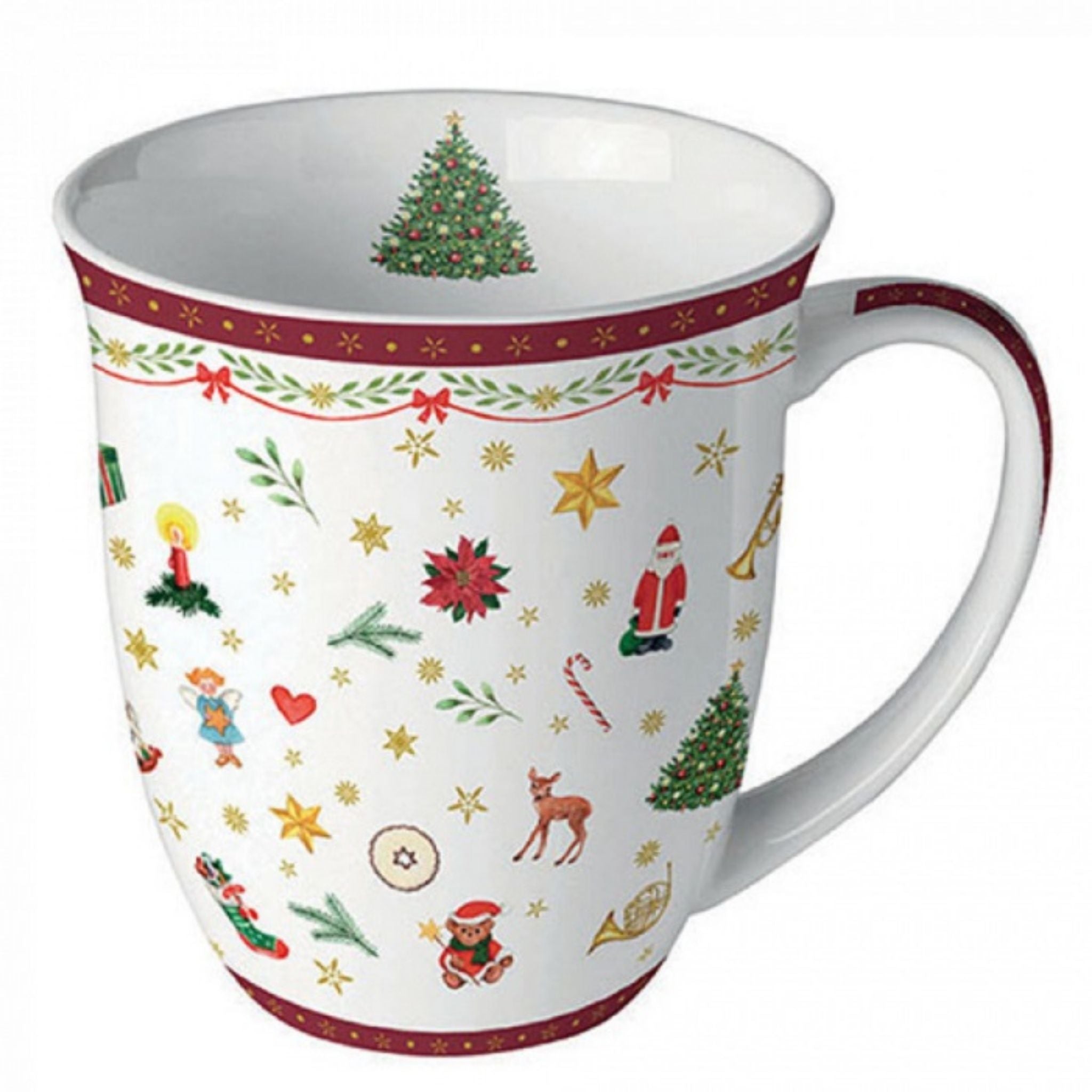 Porzellan Tasse Weihnachten Nostalgie Rot 0,4L