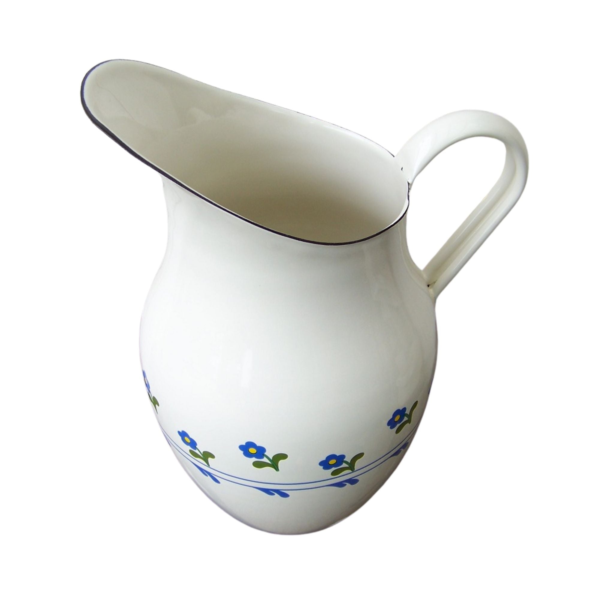 Emaille Krug mit Blumendekor 2,5 l im Landhaus-Look