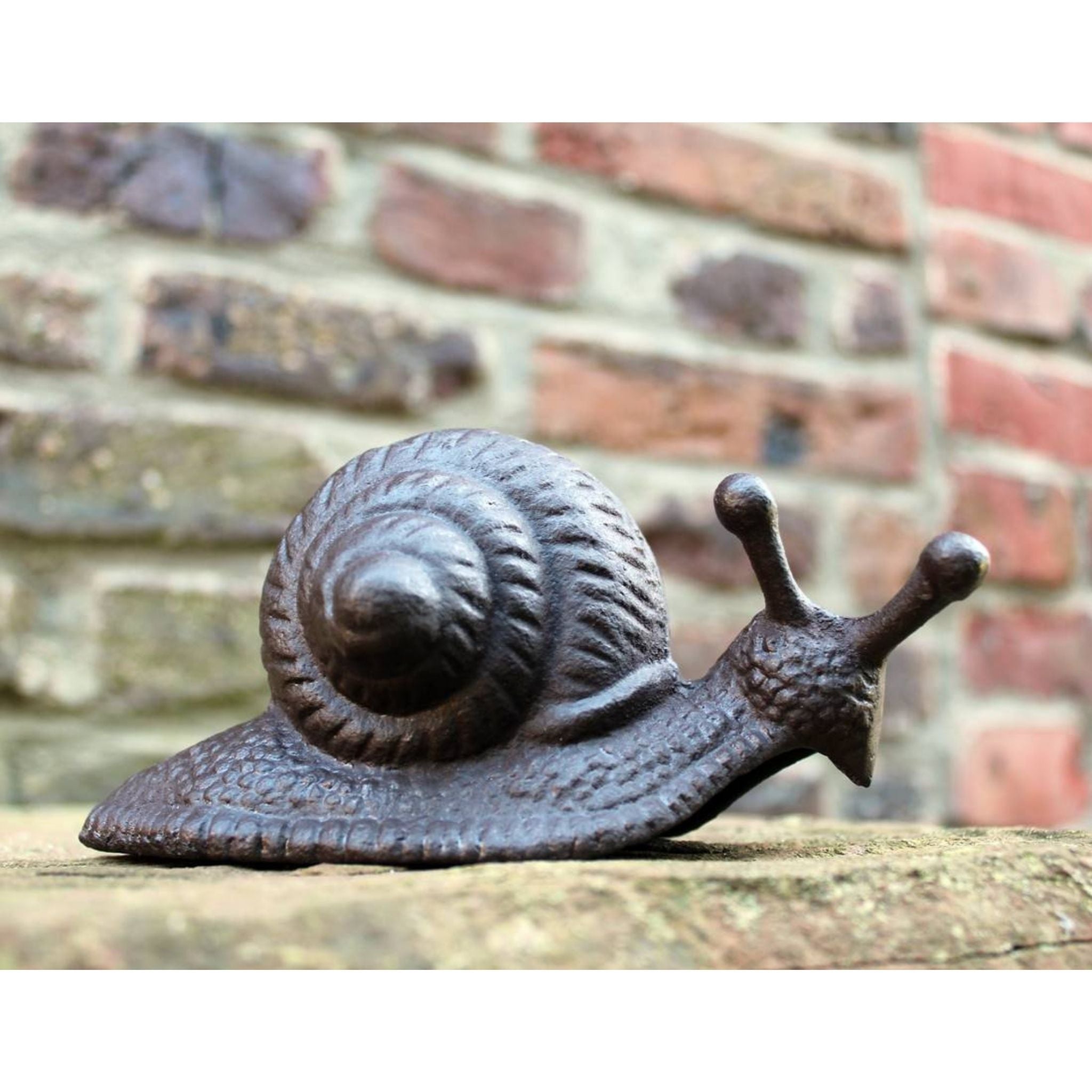 Gartenfigur Schnecke Gusseisen Antikbraun Landhaus-Stil 16cm