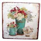 Shabby Blechschild Blumentöpfe Schale Kanne Wanddeko