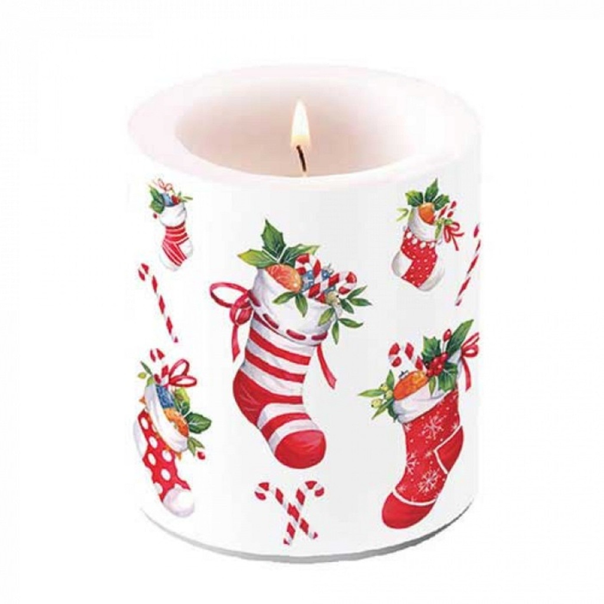 Kerze groß Weihnachtsstrümpfe