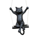 Dekofigur Katze auf Schaukel Rustikal-Stil 80cm