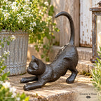 Spielende Katze Dekofigur Gusseisen antikbraun H17cm