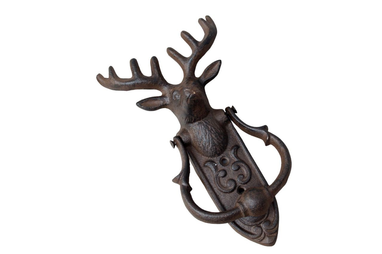 Türklopfer Hirsch Antikbraun Gusseisen Landhausstil H22 cm