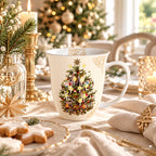 Porzellan Tasse Christbaum & Gold-Ornamente 0,4L