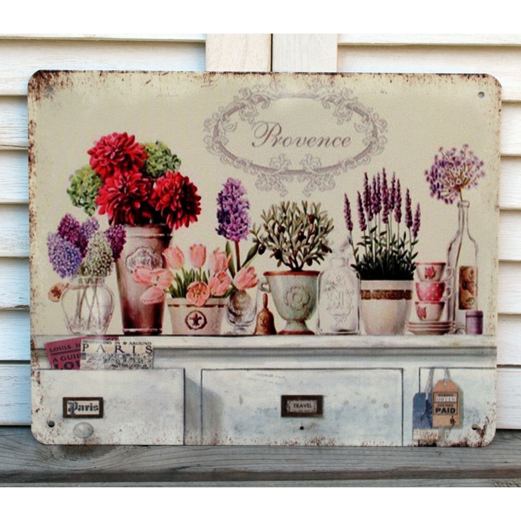 Shabby Blechschild Provence Nostalgie Blumen