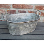 Zink Pflanzkübel oval mit Griffen Vintage 35cm