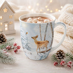 Porzellan Tasse Reh mit Rotkehlchen Landhausstil 0,4 L