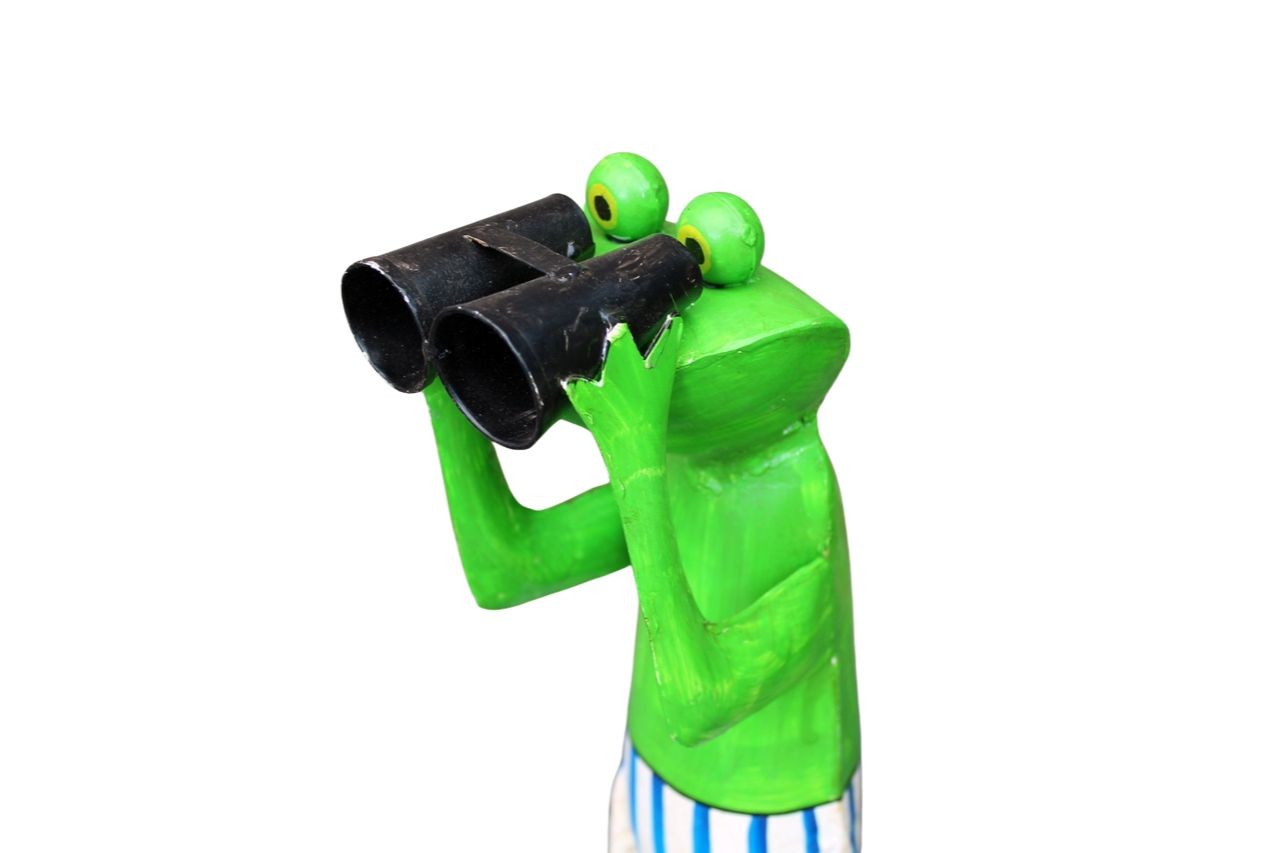 Gartenfigur Frosch Spanner Badehose blau