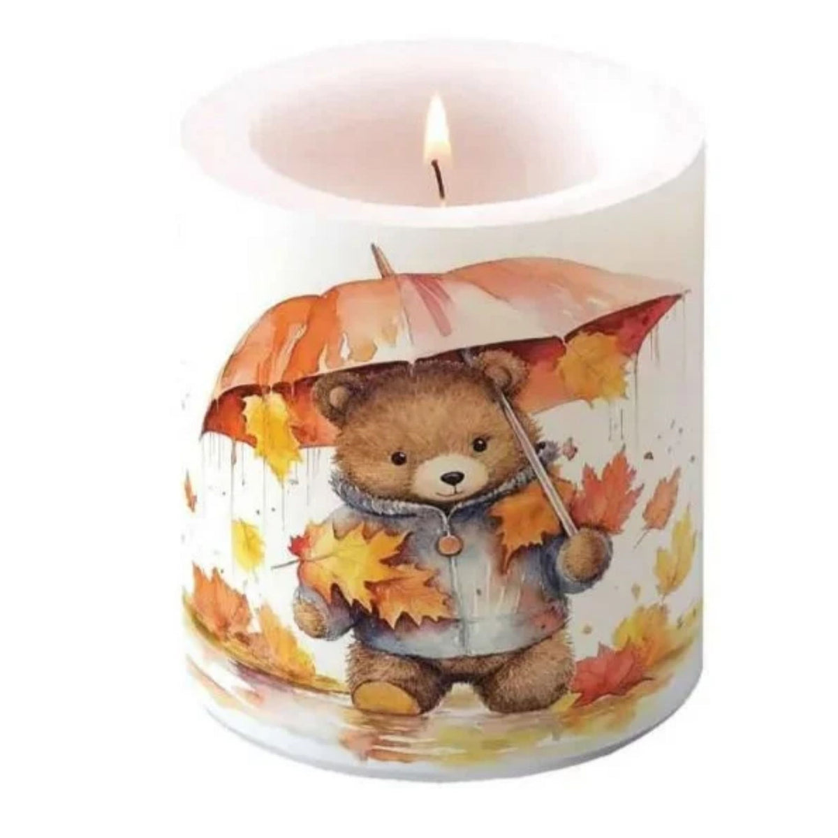 Kerze groß Teddybär mit Regenschirm 10 cm