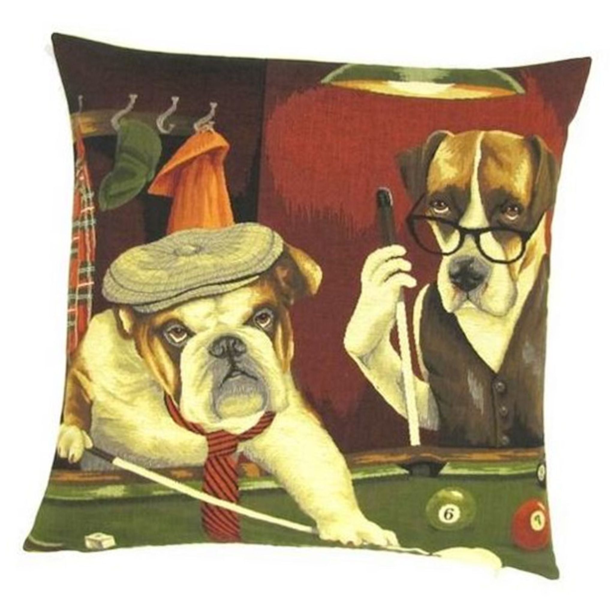 Gobelin Kissen Hunde Billard Vintage 45x45