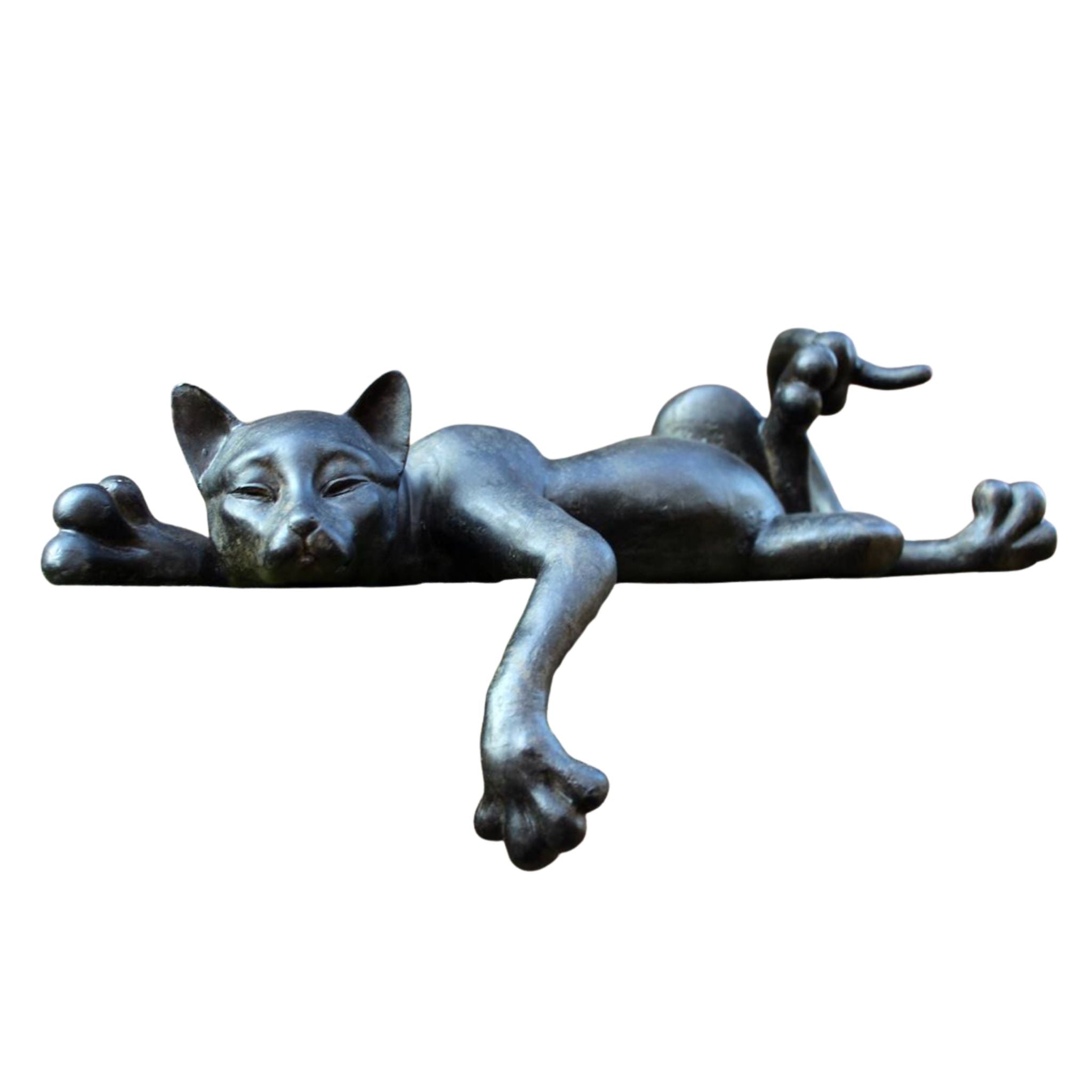 Dekofigur Katze schlafend Vintage-Anthrazit 36 cm