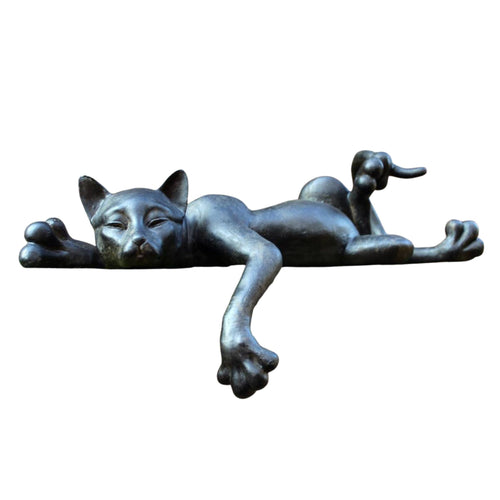 Dekofigur Katze schlafend Vintage-Anthrazit 36 cm