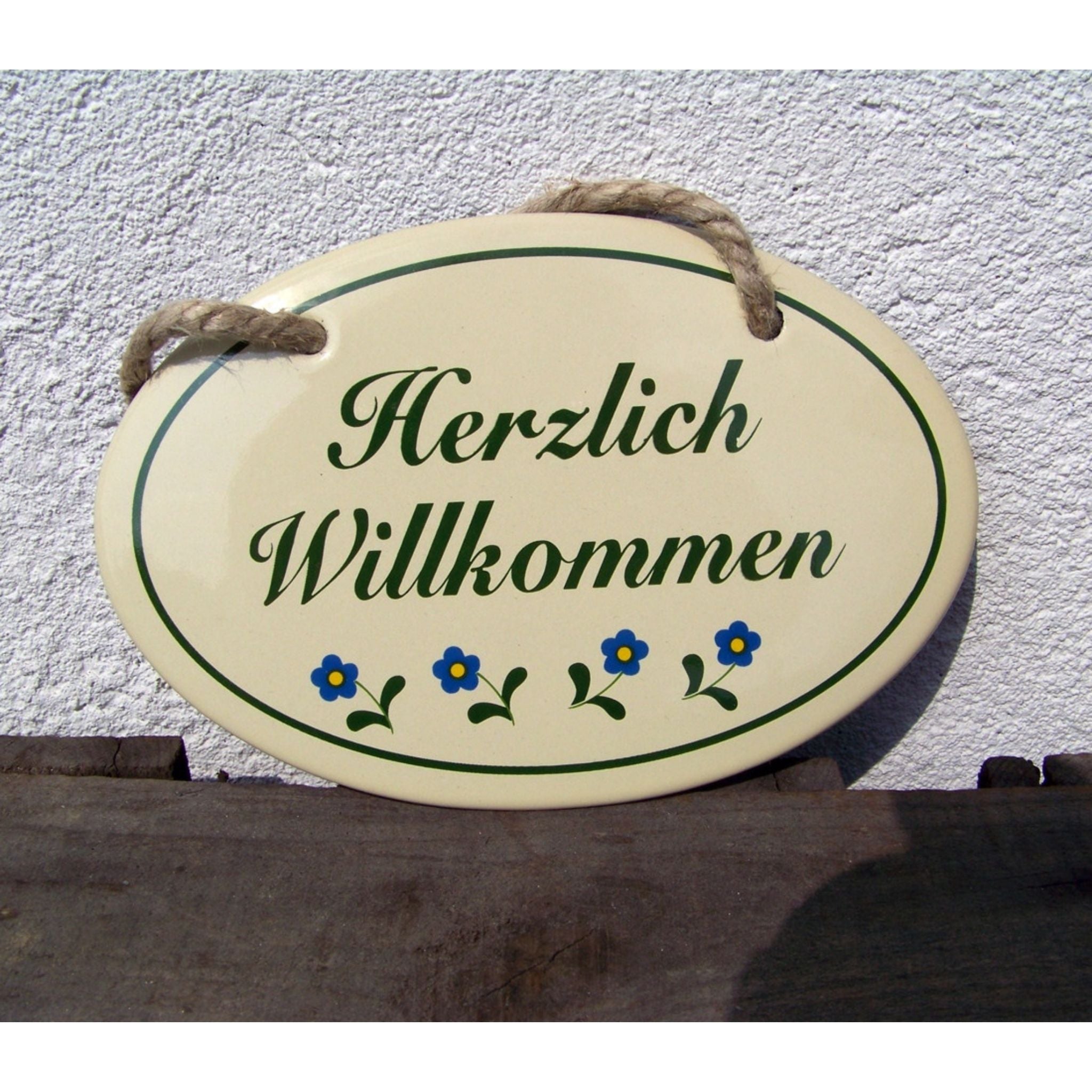 Emailleschild Herzlich willkommen
