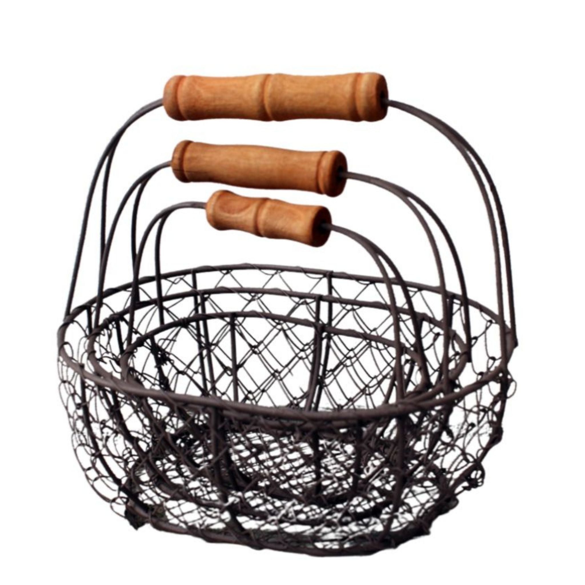 Dekokorb Pflanzkorb Set mit Holzgriff Landhausstil
