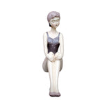 Badefrau Dekofigur sitzend Retro-Look Mauve 20 cm