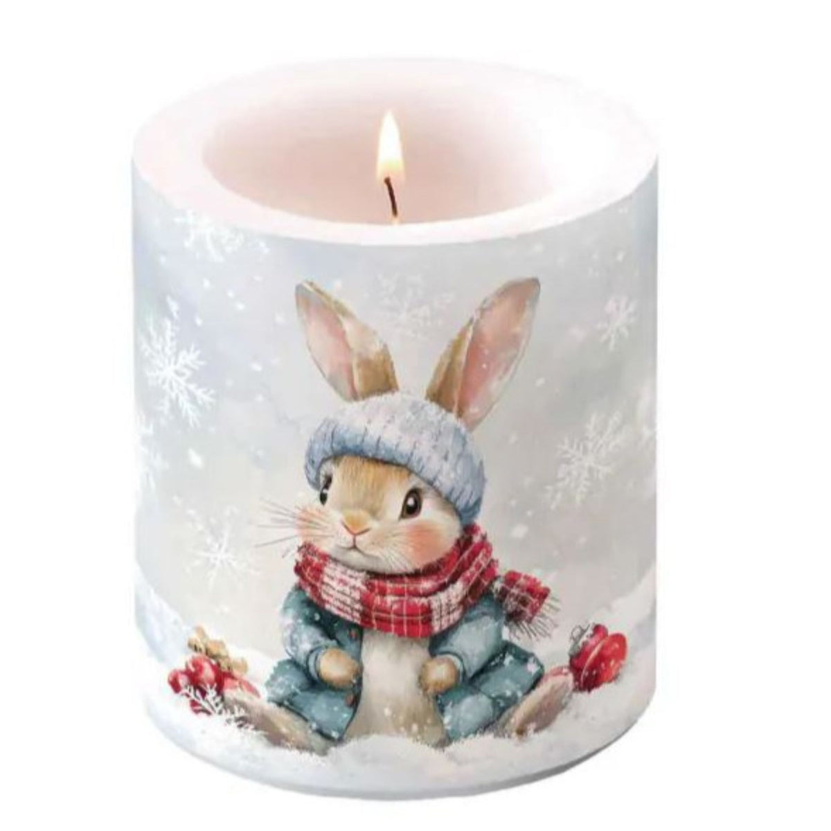 Kerze groß Bugsy Winter Hase Landhausstil