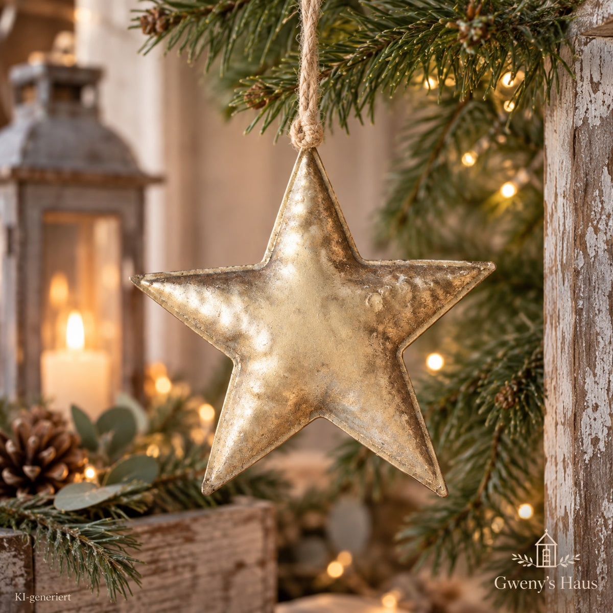 Christbaumschmuck Metallstern gold Shabby Chic 15 cm