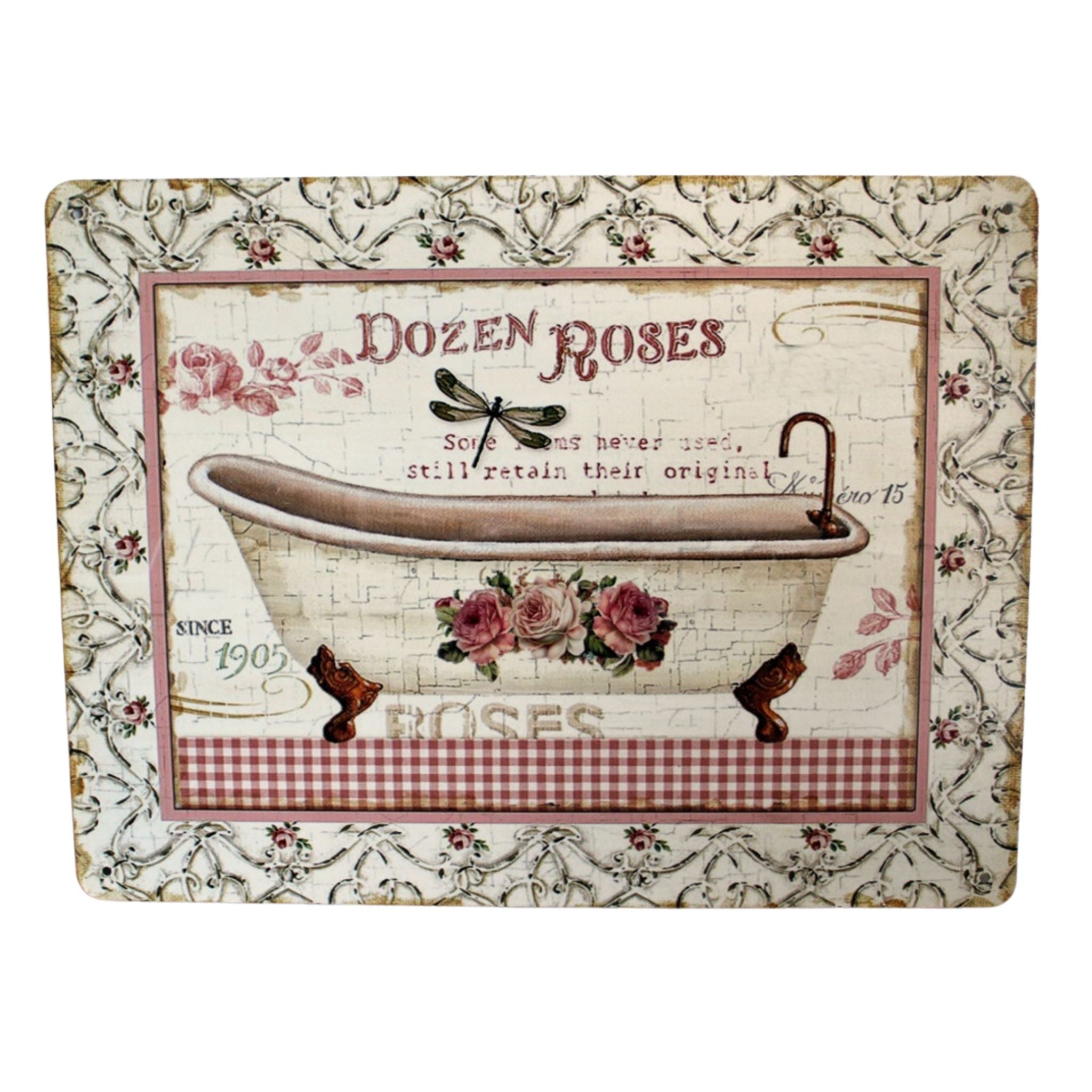 Shabby Blechschild Rosen Bad Vintage 33x25cm