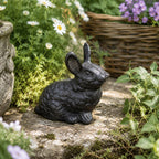 Gartenfigur Hase Gusseisen Antikbraun Landhausstil 11cm