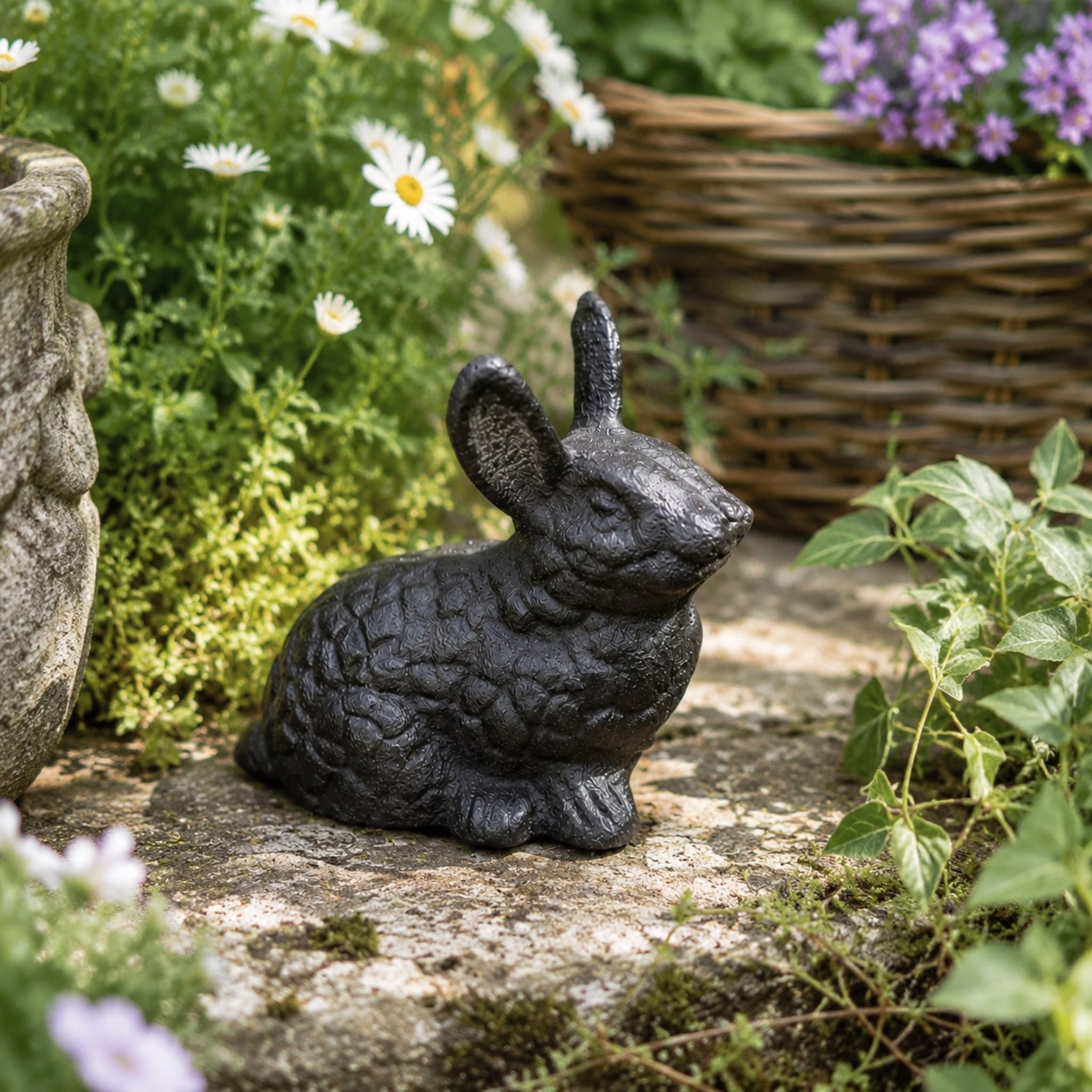 Gartenfigur Hase Gusseisen Antikbraun Landhausstil 11cm