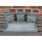 Zink Pflanztopf Set Rosen-Relief 3er Set Landhaus 37 cm