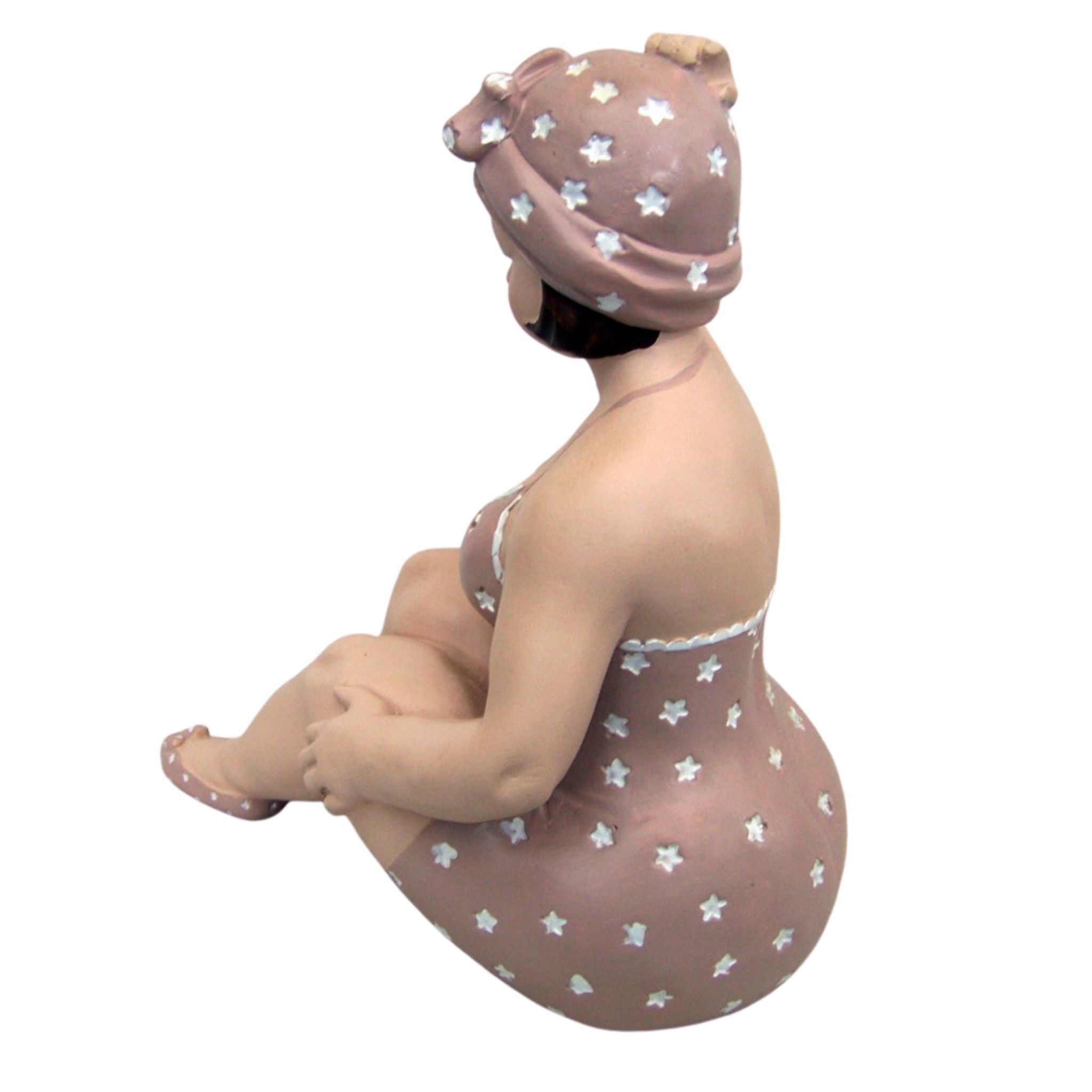 Badefrau Dekofigur sitzend mollig Sternchen-Look 22 cm
