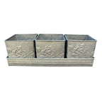 Zink Pflanztopf Set Rosen-Relief 3er Set Landhaus 37 cm