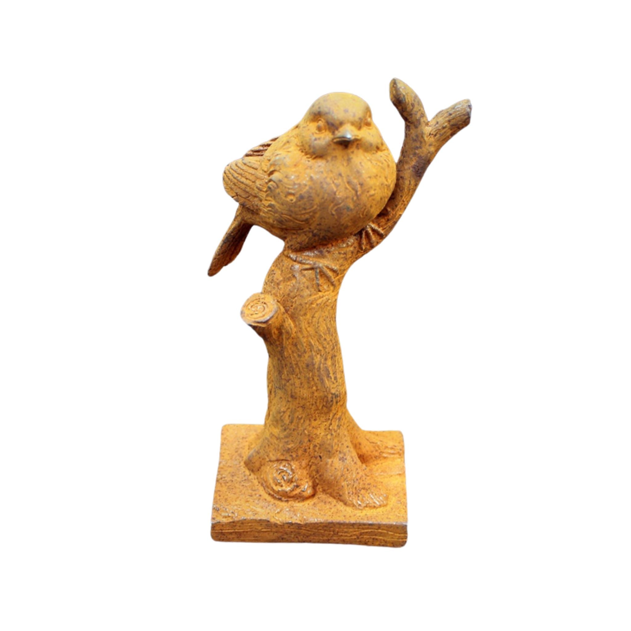 Gartenfigur Vogel auf Ast Edelrost