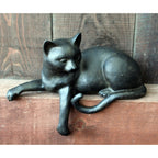 Dekofigur Katze liegend Schwarz Kantenhocker 27 cm