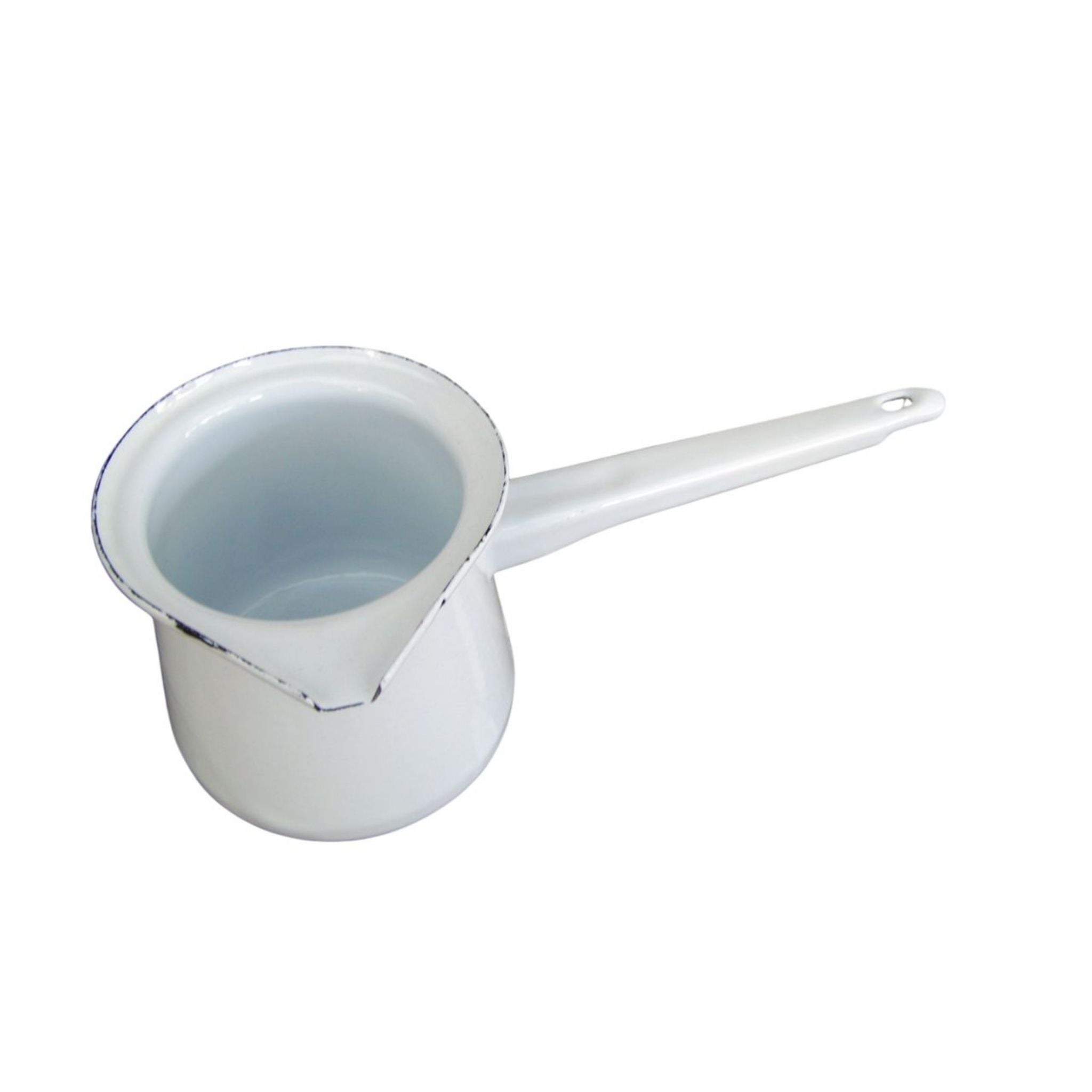 Emaille Stielkännchen Weiß Nostalgie-Stil 0,6L