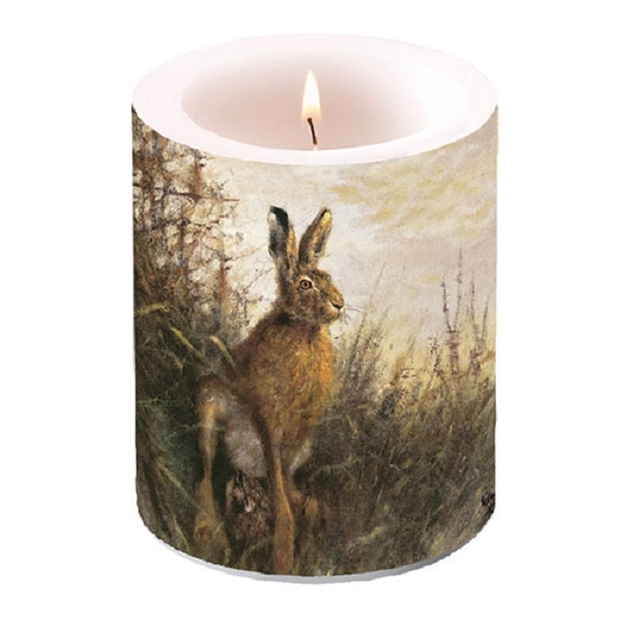 Kerze groß Hase im Feld Tischdeko Landhausstil